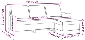 3 személyes sötétzöld bársony kanapé lábtartóval 180 cm