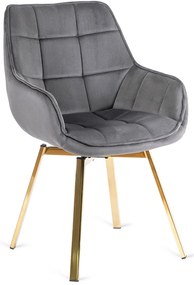 Szürke Bársony Forgó Étkeszőszék Aranyszínű Lábakkal. MIA