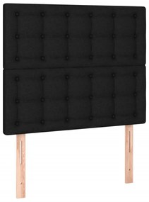 fekete szövet ágykeret fejtámlával 90 x 200 cm
