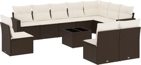 vidaXL 11 részes barna polyrattan kerti ülőgarnitúra párnákkal