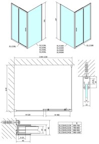 Polysan Polysan, EASY négyszögletes zuhanyparaván 1200x800mm L/P változat, Téglaüveg, EL1238EL3238