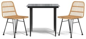 vidaXL 3 részes polirattan kerti étkezőgarnitúra