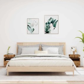 2 db kézműves tölgy éjjeliszekrény LED-fényekkel 40x39x48,5 cm