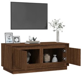 Barna tölgyszínű szerelt fa dohányzóasztal 102x50x44 cm