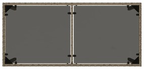 szürke polyrattan üveglapos kerti asztal 115x54x74 cm