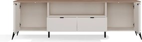 RTV CORDOBA 2D2S TV állvány 186x43x11.5 cm, kasmír, fekete lábakkal, tölgy fedlappal