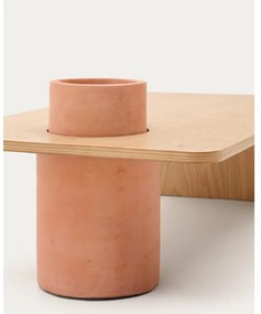 Natúr színű kerek dohányzóasztal kőrisfa dekorral 60x110 cm Olaria – Kave Home