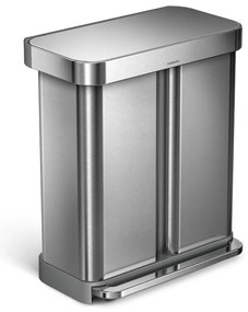Rozsdamentes acél pedálos szemetes szelektív hulladékhoz 58 l Dual - simplehuman