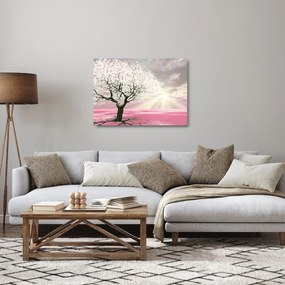 Rózsaszín fa képe (üvegen) (70x50 cm)