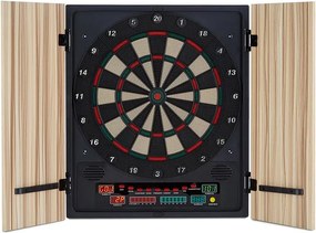 KLARFIT Dartmaster 180, bézs, darts tábla, dart gép, puha hegyű, ajtó
