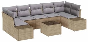 vidaXL Kerti Kanapé Szett párnával 8 pcs Bézs polirattan