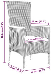 9 Részes Kerti Étkező Szett Párnákkal Szürke Poli Rattan