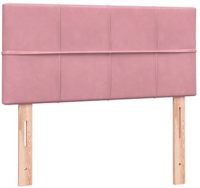 Box Spring ágy matraccal rózsaszín 100x220 cm bársony