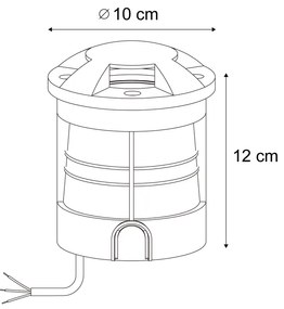 Modern fekete talajba süllyesztett spotlámpa GU10 50mm 4-fény effektus IP65 - Cellar