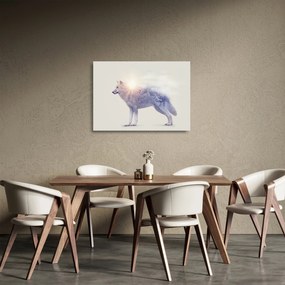 Kép - Vad tájakat tükröző sarkvidéki farkas (üvegen) (70x50 cm)