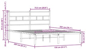 barna tölgy színű fejtámlás ágykeret matrac nélkül 150 x 200 cm