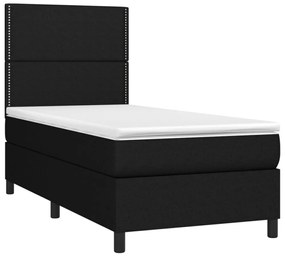 fekete szövet rugós és LED-es ágy matraccal 100x200 cm