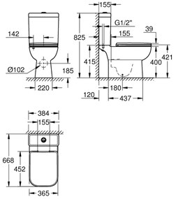 GROHE 39951000 - START EDGE kombinált WC 384 × 668 mm kerámia/fehér
