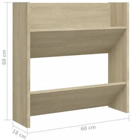 2 db sonoma-tölgyszínű fali cipősszekrény 60 x 18 x 60 cm