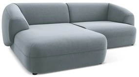 Világoskék bársony sarokkanapé (bal oldali) Moana – Makamii