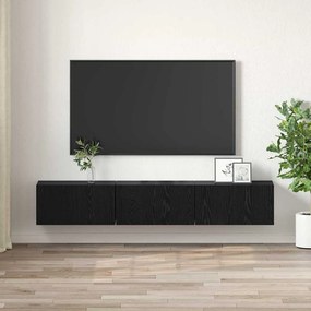 TV szekrény 3 pcs Fekete 60 x 30 x 30 cm Faanyag