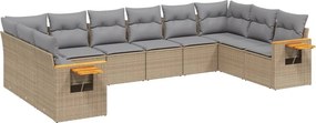 vidaXL 10 részes bézs polyrattan kerti ülőgarnitúra párnával
