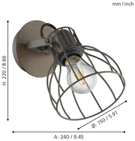 Eglo 98134 - Fali spotlámpa SAMBATELLO 1xE27/40W/230V