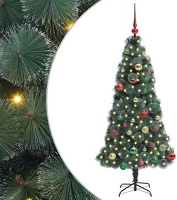 vidaXL Műfenyő Előre Megvilágított Karácsonyfa Gömbsorral Zöld 150 cm