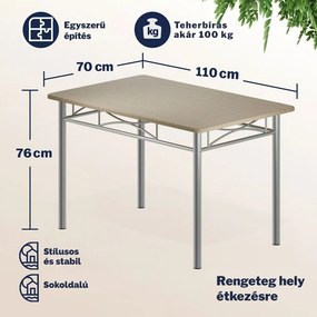 PAUL étkezőgarnitúra, 5 részes, tölgyfa Jurhan