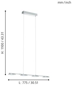 Eglo 94245 - LED Mennyezeti függesztékes lámpa CARTAMA 4xLED/4,5W/230V