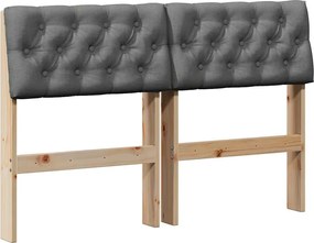 vidaXL Kárpitozott fejtámla Sötétszürke 120 cm Tömör fenyőfa