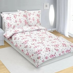 Bellatex Rózsák krepp ágyneműhuzat rózsaszín, 140 x 220 cm, 70 x 90 cm, 140 x 220 cm, 70 x 90 cm