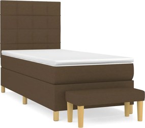 vidaXL sötétbarna szövet rugós ágy matraccal 90 x 200 cm