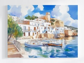 Poszter Spanyolország Ibiza Város Kikötő Hajók Tenger 100x75