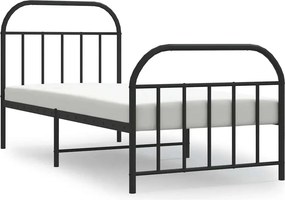 vidaXL fekete fém ágykeret fej- és lábtámlával 90 x 190 cm