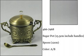 Cukortartó aranyszínű fém plattírozott kanál