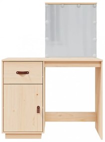 tömör fenyőfa fésülködőasztal LED-del 95 x 50 x 133,5 cm
