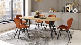 Mazzoni ALDO Arany Craft tölgy/fekete lábak - LOFT/IPARI STÍLUSÚ BŐVÍTHETŐ KEREK ASZTAL NAPPALIBA/ÉTKEZŐBE "Y" ALAKÚ LÁBAKKAL