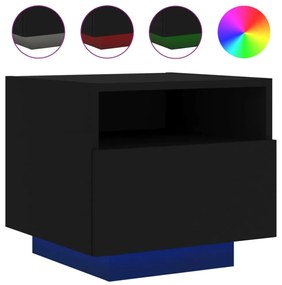 2 db fekete éjjeliszekrény LED-világítással 40 x 39 x 37 cm