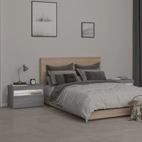 2 db szürke sonoma színű LED-es éjjeliszekrény 60x35x40 cm