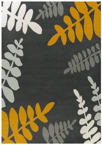 200x290 cm Luna Szőnyeg Grafit Levelek Mustár