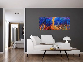 Kép - őszi fa koronák, modern impresszionizmus (120x50 cm)