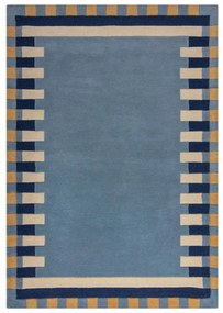 Kék kézi szövésű gyapjú szőnyeg 120x170 cm Kai Wool Border – Flair Rugs
