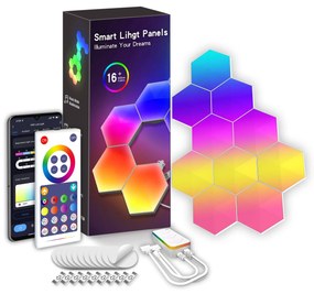 Digitális RGB HEXALED szett , 6 db-os , távirányítóval, USB , RGB + IC (digitális) , dimmelhető , WIFI/Bluetooth , TUYA , LEDISSIMO AMBIENT LIGHT