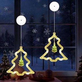 LED-es ablaklámpa karácsonyfa alakú tapadókorongokkal 2 db-os szett