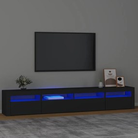 fekete TV-szekrény LED-lámpákkal 240x35x40 cm