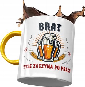 Sárga Bögre Testvérnek Születésnapra Ajándék Nyomtatott Fotóval