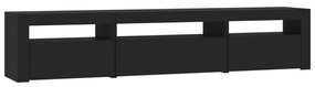 fekete TV-szekrény LED-világítással 195x35x40 cm