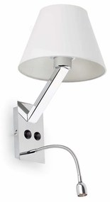 FARO MOMA-2 fali lámpa, olvasókarral, fehér, E27 foglalattal, fényforrással, 61W, IP20, 68506