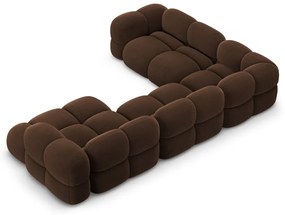 Sötétbarna bársony sarokkanapé (bal oldali-U alakú) Loretto – Cosmopolitan Design